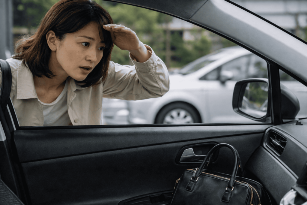 車内に荷物を残したまま施錠され困っている日本人女性