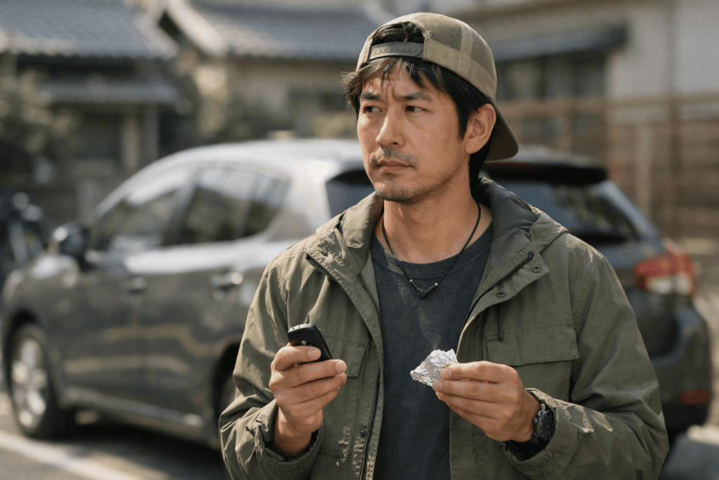 スマートキーを車内に置いて施錠する前に、アルミホイルを準備して確認する日本人ドライバー