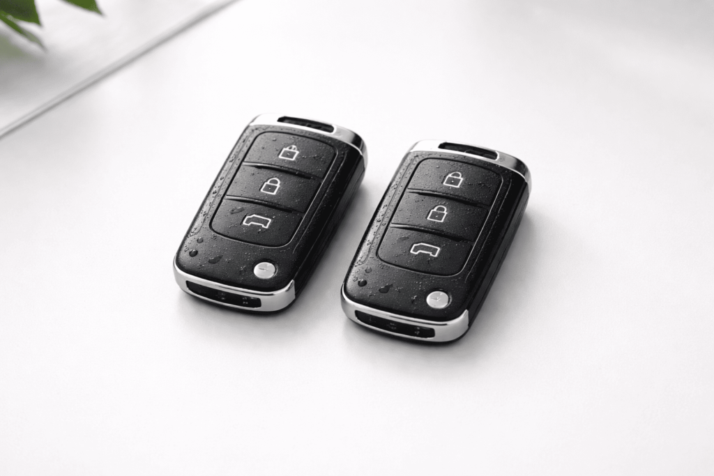 並べて置かれた2本のスマートキー（予備キーの重要性を示す）