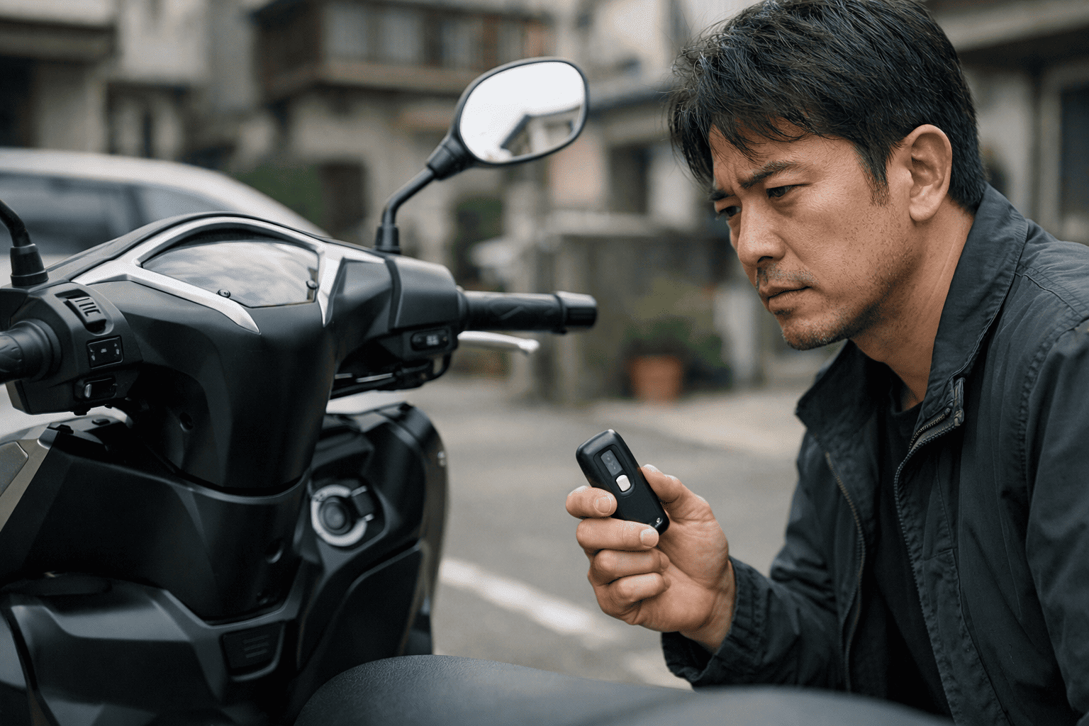 リード125のスマートキーが反応せず困っている男性ライダー