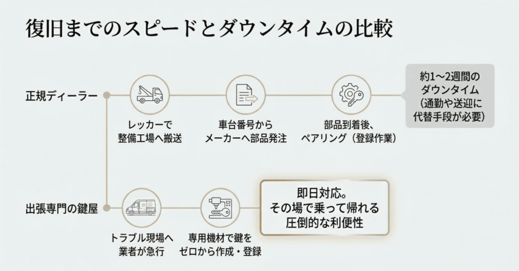 復旧までのスピードとダウンタイムの比較を解説する画像