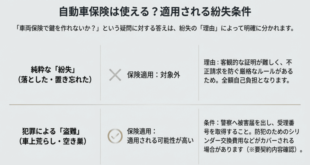 自動車保険は使える?適用される紛失条件。を解説する画像