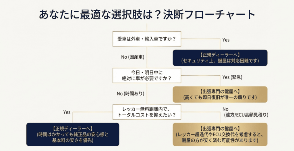 最適な選択肢は?決断フローチャートを記した画像
