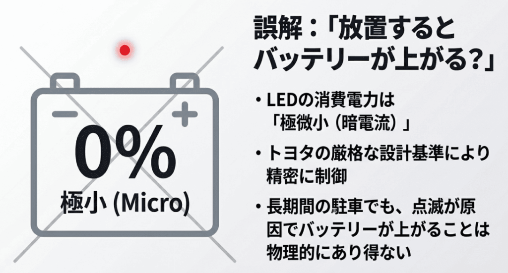 放置するとバッテリーが上がる?と問いかける画像